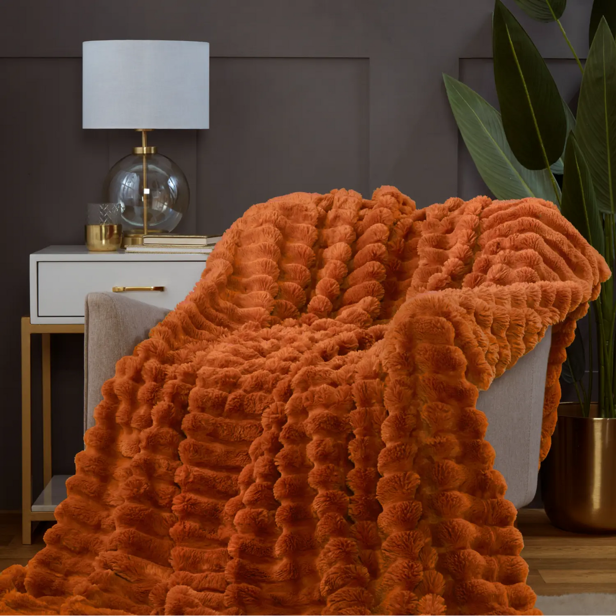 Rabbit Faux Fur Blanket Throw by Rapport Home