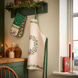 Christmas Robins Cotton Apron in Green
