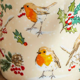 Christmas Robins Bone China Mug in Green