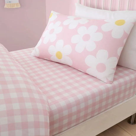 Retro Daisy 25cm Deep Fitted Bed Sheet in Pink - Single