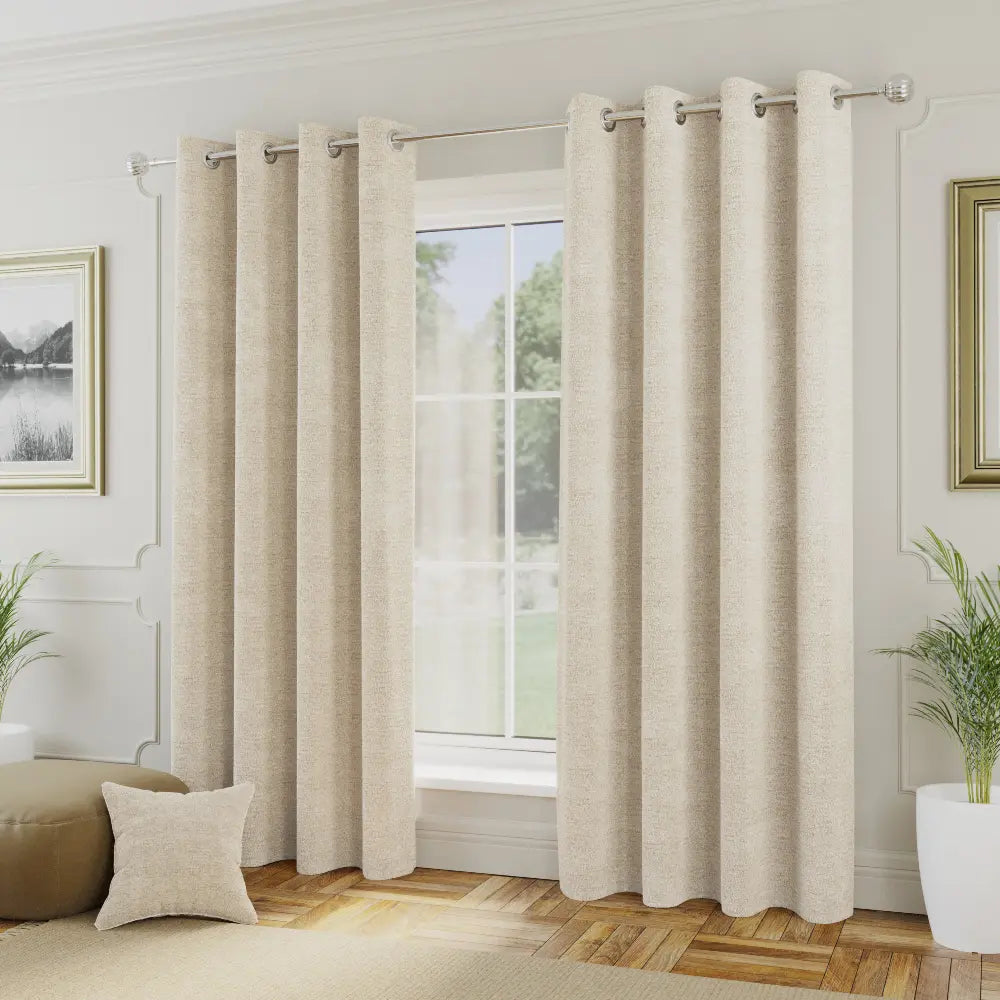 Royale Boucle Lined Eyelet Cream Thermal Dimout Door Curtain s