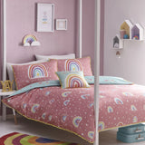 Rainbow Pom Duvet Cover Set in Multicolour - Double