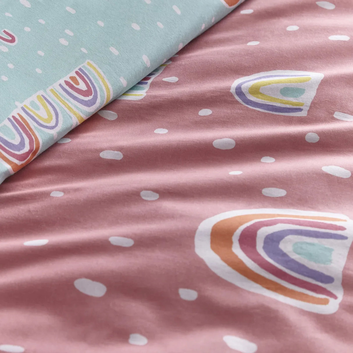 Rainbow Pom Duvet Cover Set in Multicolour - Double