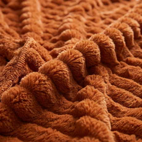 Rabbit Faux Fur Burnt Orange Throw Blanket 150cm x 200cm-1