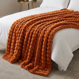 Rabbit Faux Fur Burnt Orange Throw Blanket 150cm x 200cm-2