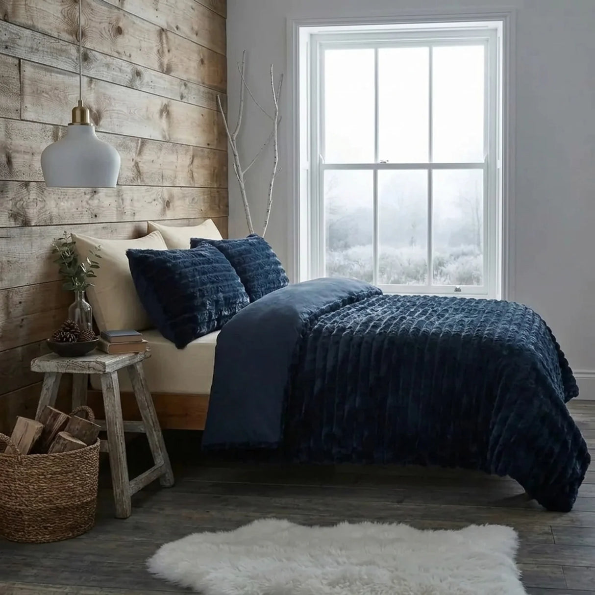 Rabbit Faux Fur Charcoal Duvet Cover Bedding Set-4