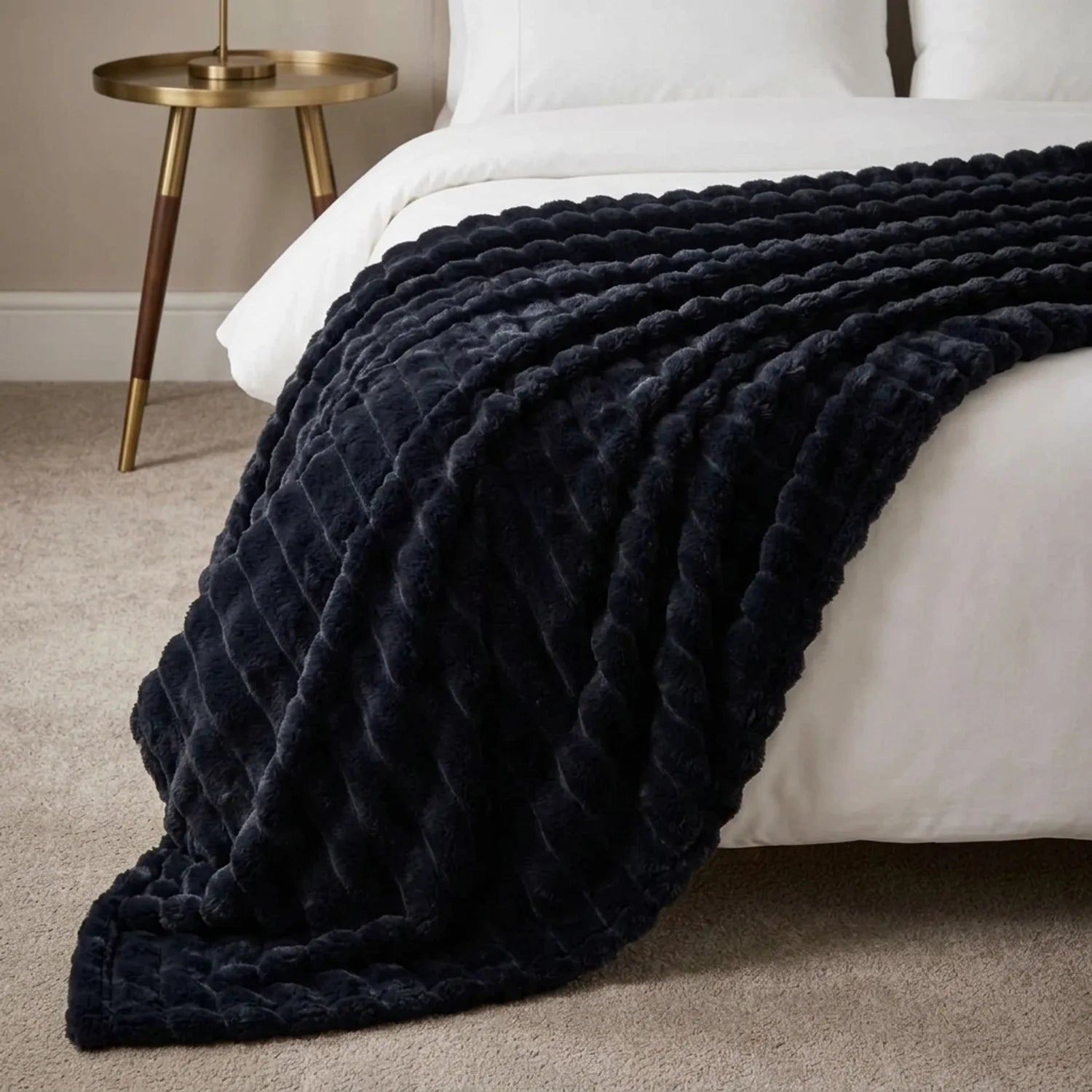 Rabbit Faux Fur Charcoal Throw Blanket 150cm x 200cm-1