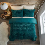 Rabbit Faux Fur Racing Green Duvet Cover Bedding Set-3