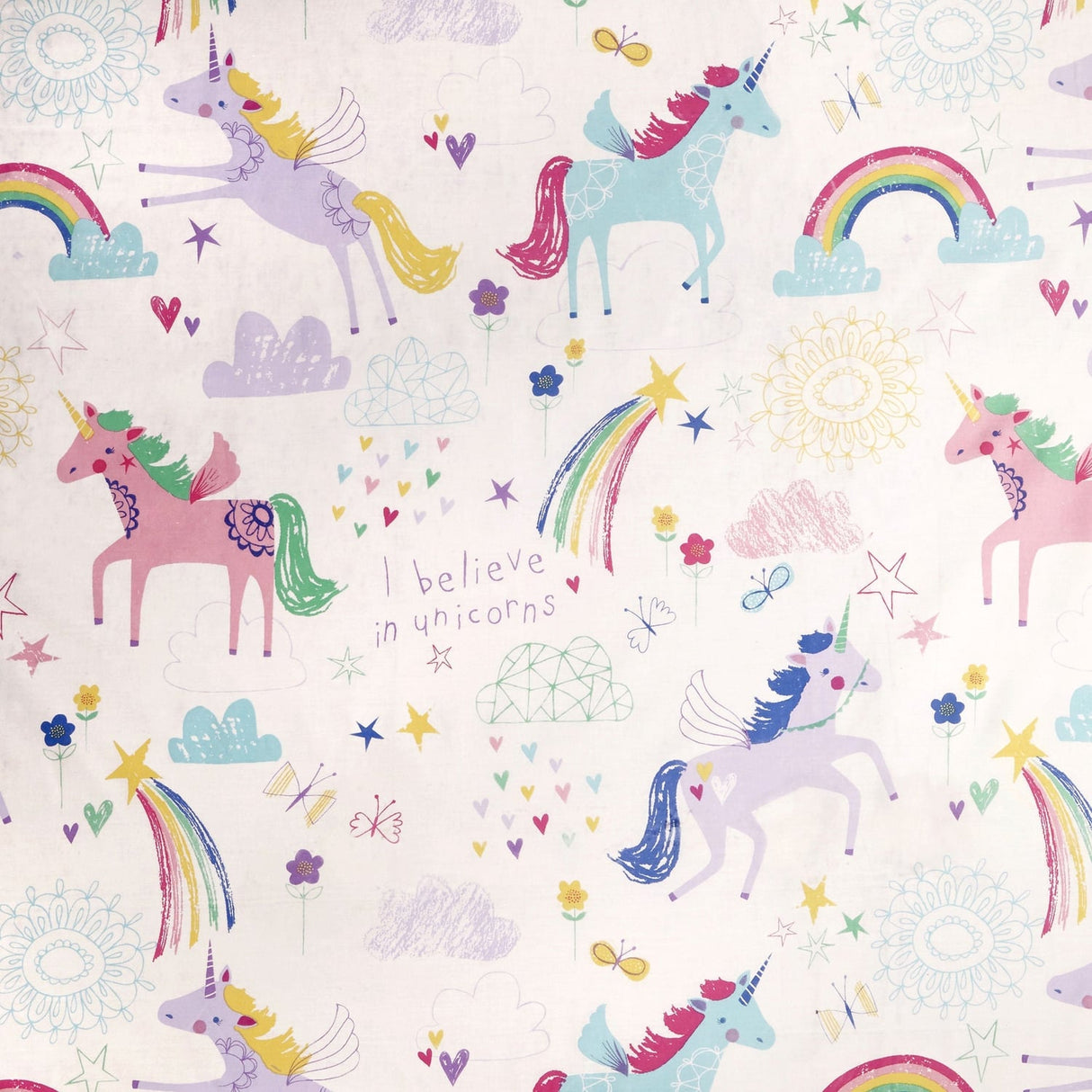Rainbow Pom 100% Cotton Multicolour Duvet Cover Set - Rainbow Unicorn Duvet Cover Set In Multicolour 4