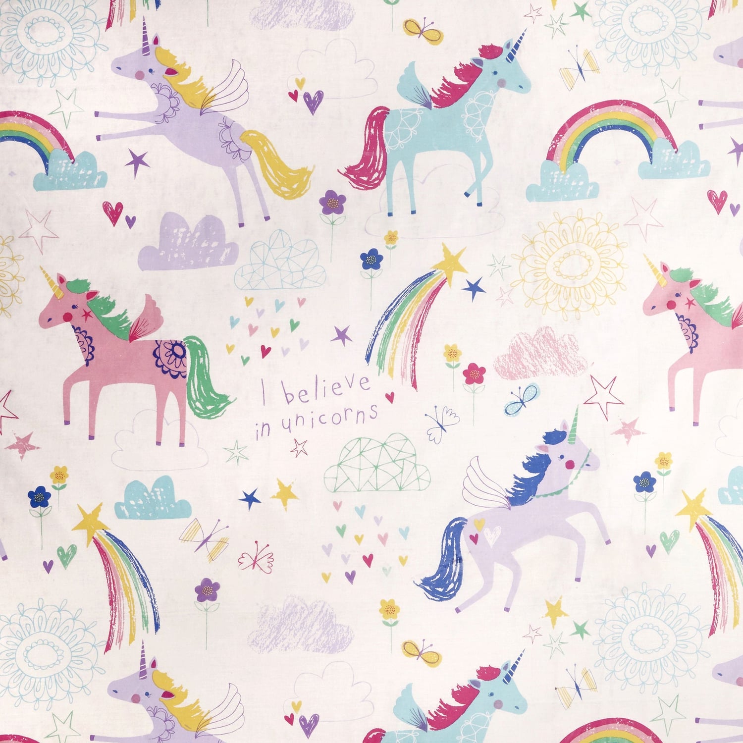 Rainbow Pom 100% Cotton Multicolour Duvet Cover Set - Rainbow Unicorn Duvet Cover Set In Multicolour 4