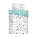 Rainbow Pom 100% Cotton Multicolour Duvet Cover Set - Rainbow Unicorn Duvet Cover Set In Multicolour 5