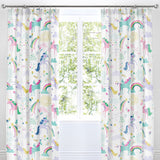Rainbow Unicorn Kids Tape Top Curtains Light Filtering Polycotton
