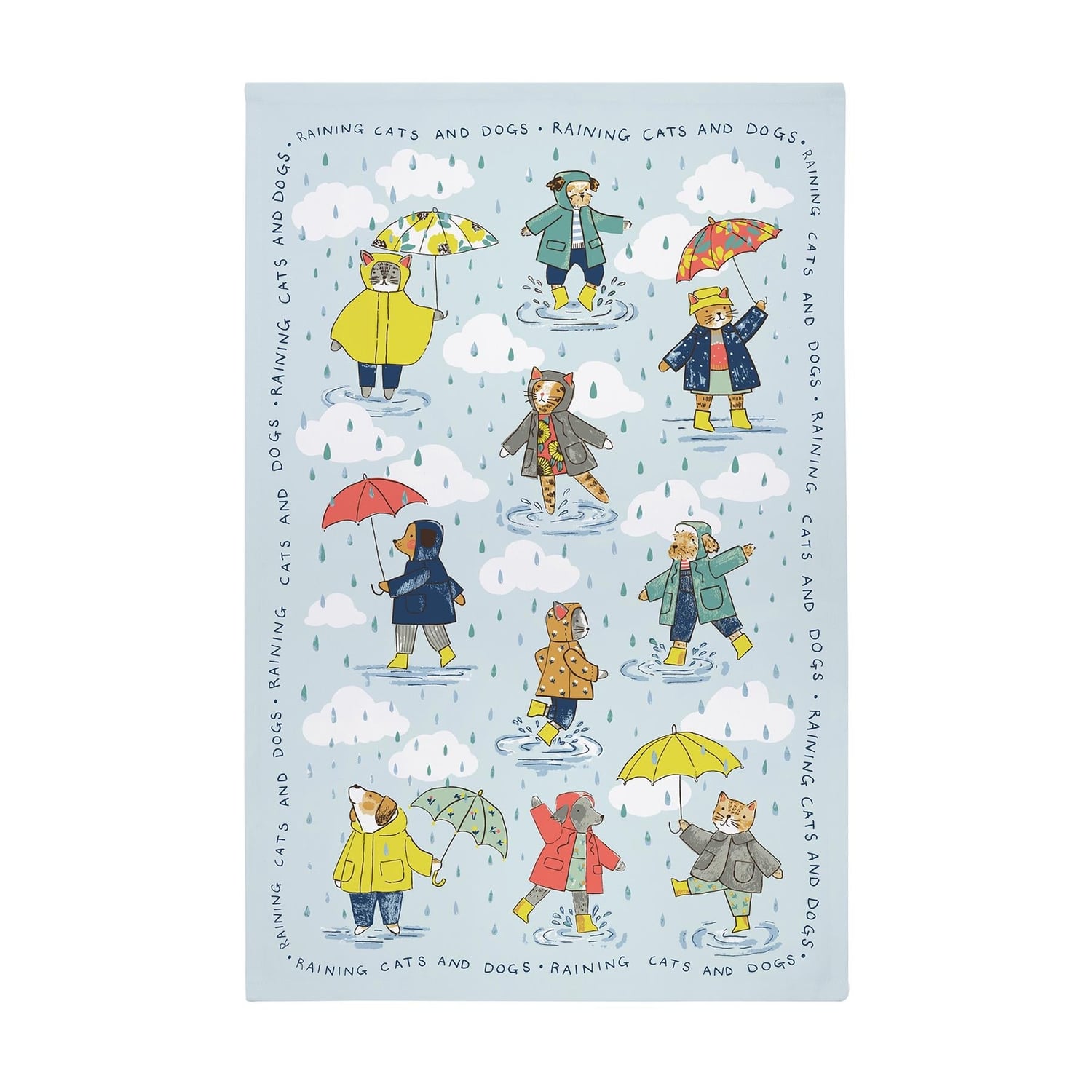 Raining Cats & Dogs 100% Cotton Tea Towel