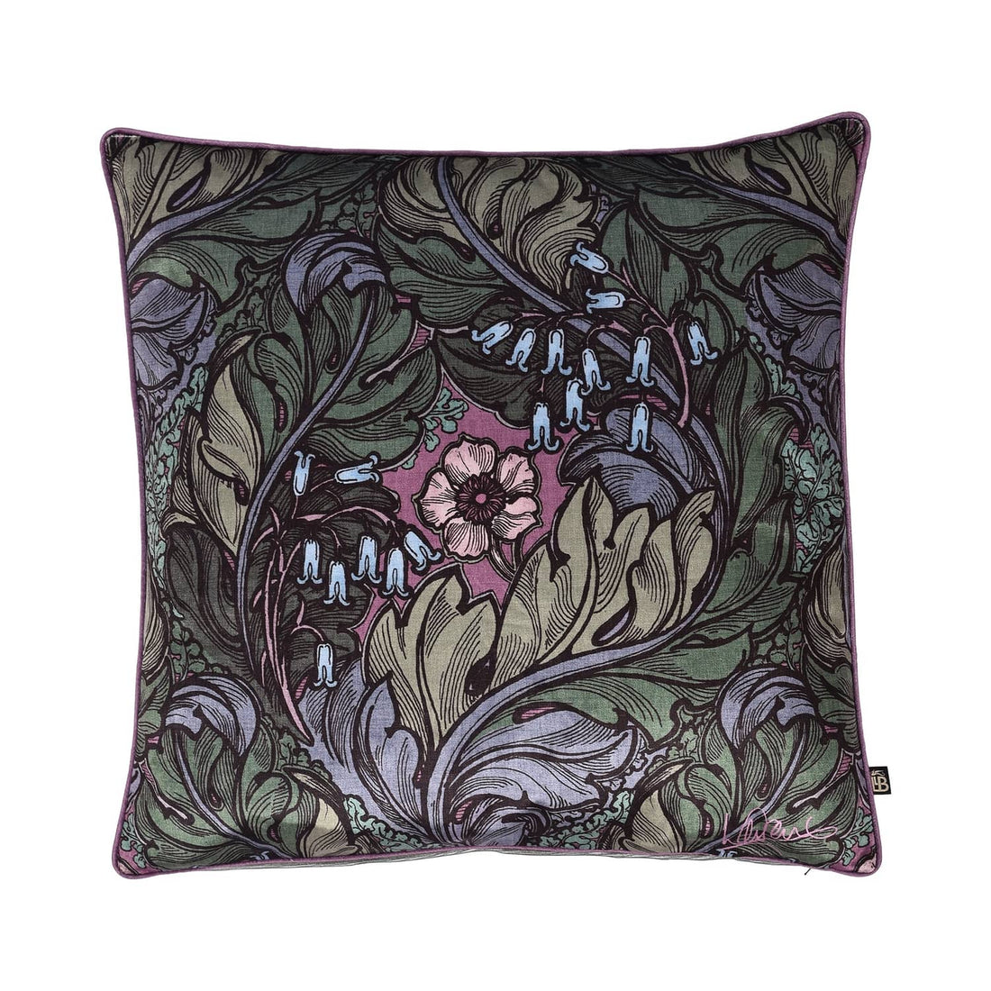 Laurence Llewelyn-Bowen Rambleicious Velvet Green Filled Cushion 55cm x 55cm