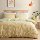 Retro Daisy Floral Yellow Polycotton Duvet Cover Set