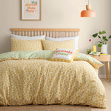 Retro Daisy Floral Yellow Polycotton Duvet Cover Set - Retro Daisy Floral Duvet Cover Set In Yellow 5