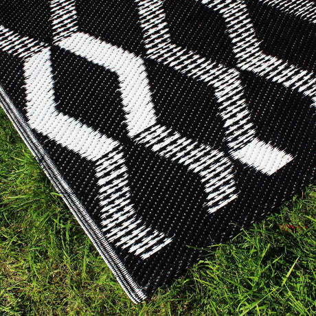 Rico Geometric Outdoor Rug Grey and Orange 120cm x 170cm - Rico Outdoor Rug In Black 120 X 170Cm 2