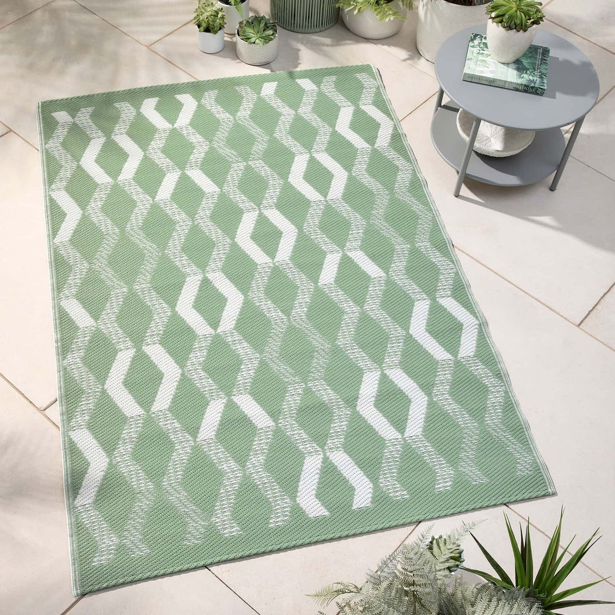 Rico Geometric Outdoor Rug Grey and Orange 120cm x 170cm - Rico Outdoor Rug In Green 120 X 170Cm 1