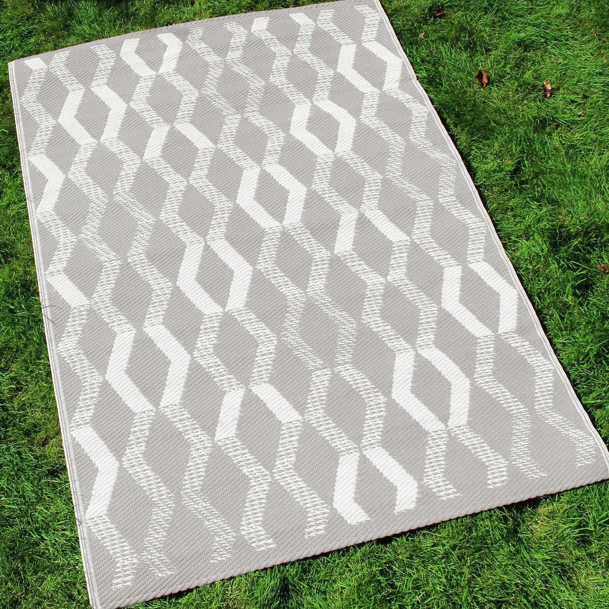 Rico Geometric Outdoor Rug Grey and Orange 120cm x 170cm - Rico Outdoor Rug In Grey 120 X 170Cm 1