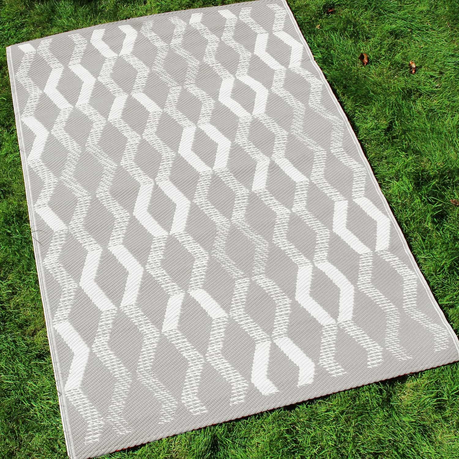 Rico Geometric Outdoor Rug Grey and Orange 120cm x 170cm - Rico Outdoor Rug In Grey 120 X 170Cm 1