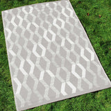 Rico Geometric Outdoor Rug Grey and Orange 120cm x 170cm - Rico Outdoor Rug In Grey 120 X 170Cm 1