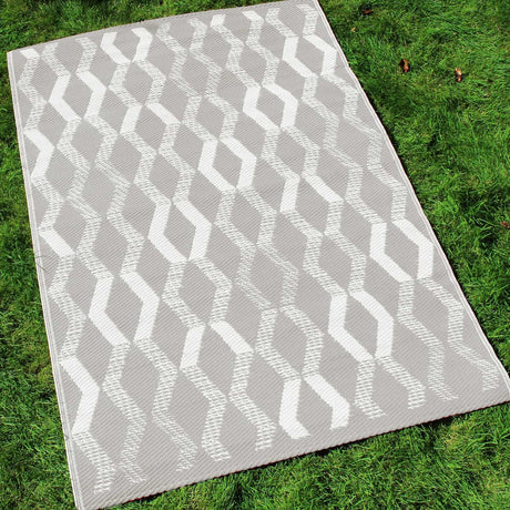 Rico Geometric Outdoor Rug Grey and Orange 120cm x 170cm - Rico Outdoor Rug In Grey 120 X 170Cm 1