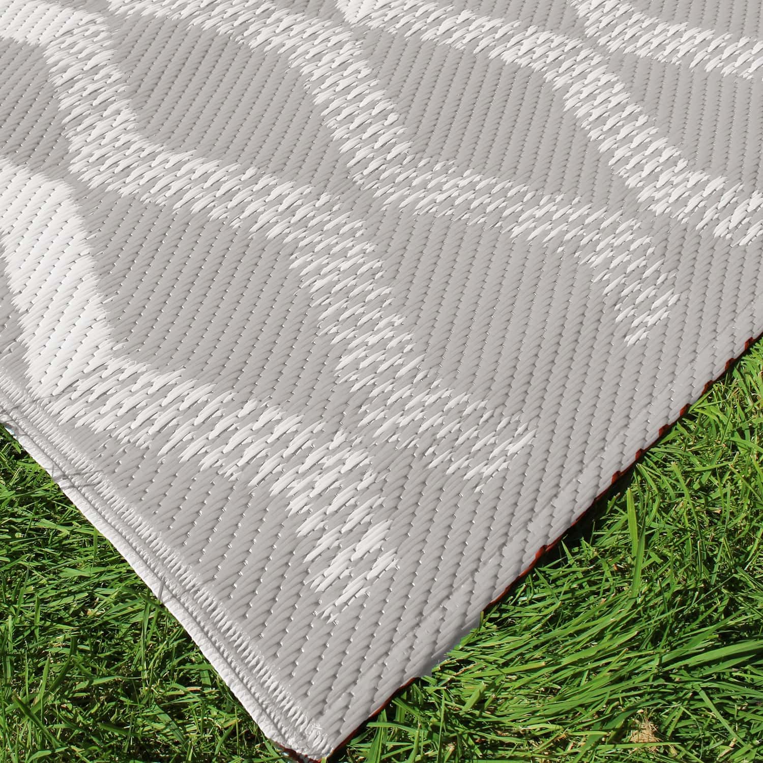 Rico Geometric Outdoor Rug Grey and Orange 120cm x 170cm - Rico Outdoor Rug In Grey 120 X 170Cm 2