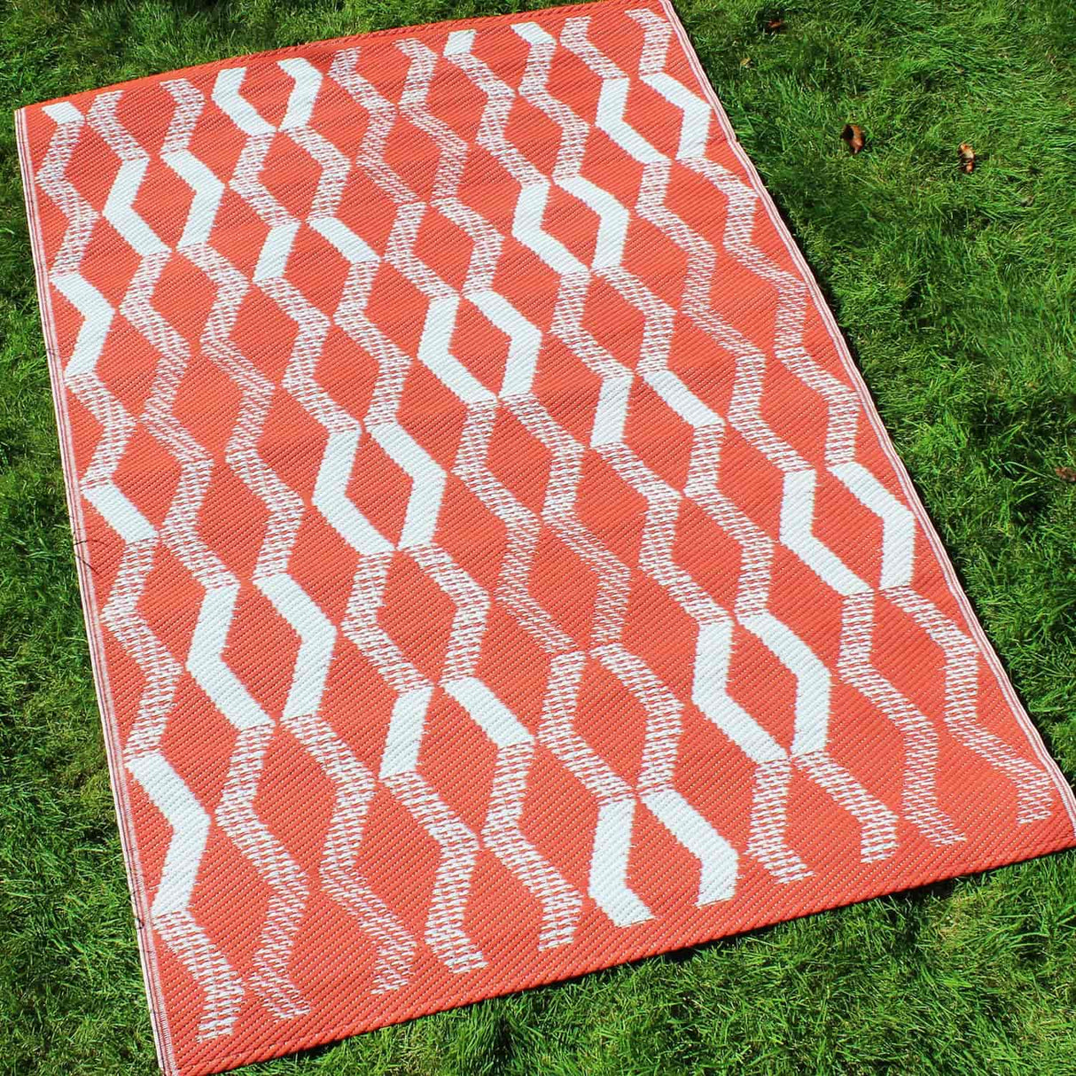 Rico Geometric Outdoor Rug Grey and Orange 120cm x 170cm - Rico Outdoor Rug In Terracotta 120 X 170Cm 1