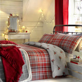 Robin Flannelette Brushed Cotton Duvet Cover Set - Robin Christmas Duvet Cover Set In Red 3