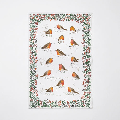 Ulster Weavers Robins & Berry Border Recycled Cotton Blend Tea Towel 3