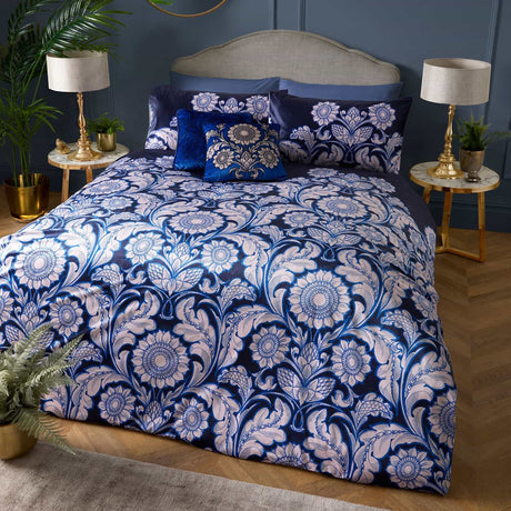 Laurence Llewelyn-Bowen Romilly Velvet Floral Duvet Cover Set - Romilly Duvet Cover Set In Blue 4