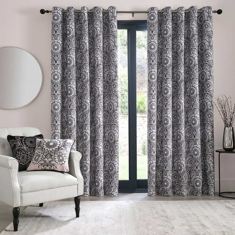 Laurence Llewelyn-Bowen Romilly Floral Velvet Blackout Eyelet Curtains Light Filtering Printed
