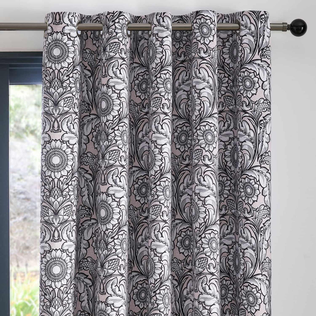 Laurence Llewelyn-Bowen Romilly Floral Velvet Blackout Eyelet Curtains Light Filtering Printed - Romilly Eyelet Curtains In Natural 2