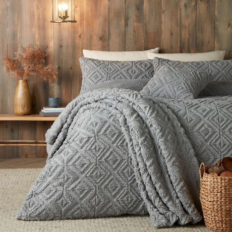 Snug Romo Cosy Fleece Duvet Cover Set - Grey - Romo Duvet Cover Set In Grey 4