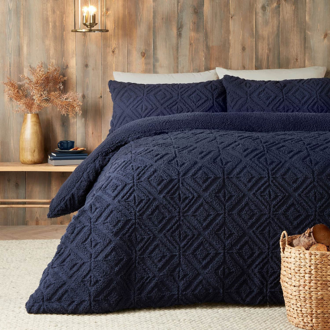 Snug Romo Cosy Navy Fleece Duvet Cover Bedding Set