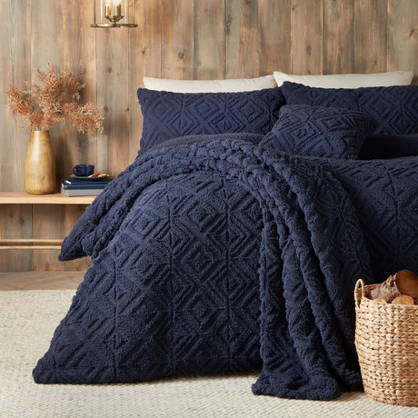 Snug Romo Cosy Fleece Duvet Cover Set - Navy - Romo Duvet Cover Set In Navy 4