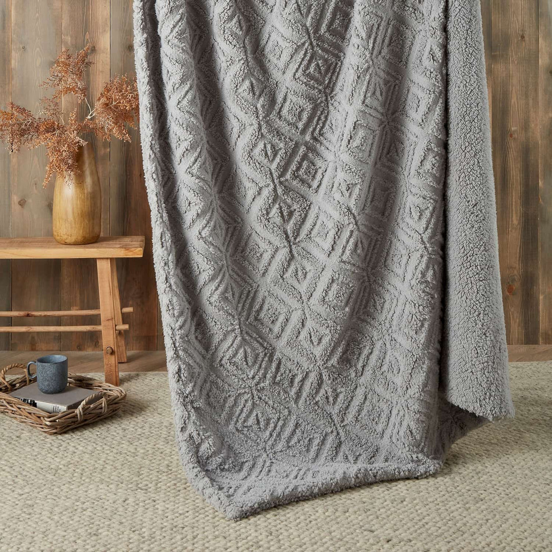 Snug Romo Cosy Reversible Grey Fleece Thermal Throw Blanket 130cm x 180cm
