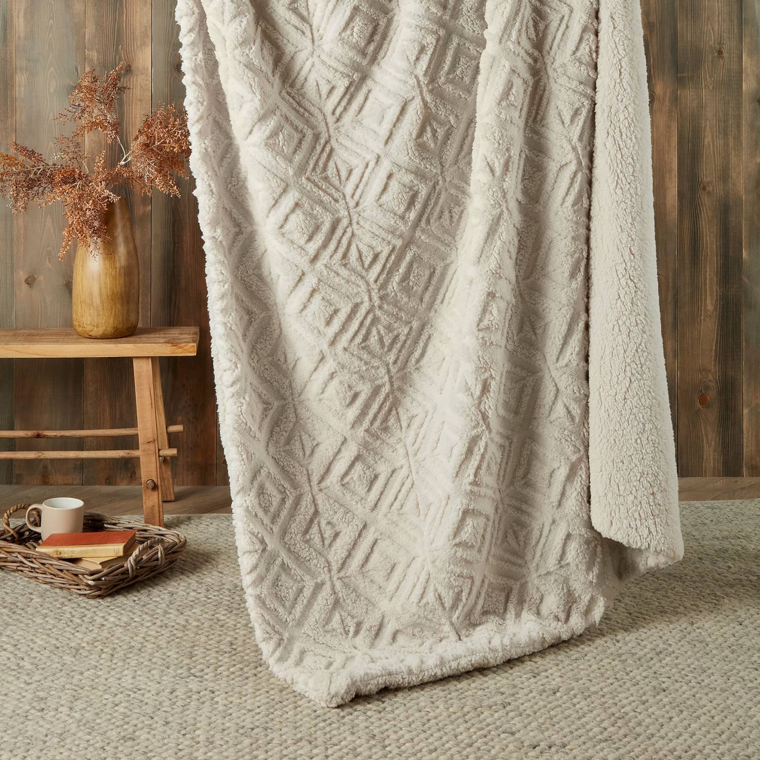 Snug Romo Cosy Fleece Reversible Throw – Natural – 130cm x 180cm