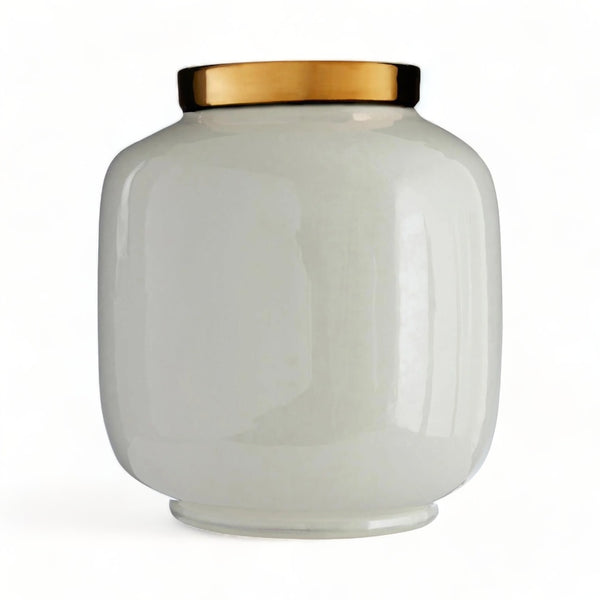 Round White Stella Metallic Gold Vase 21cm