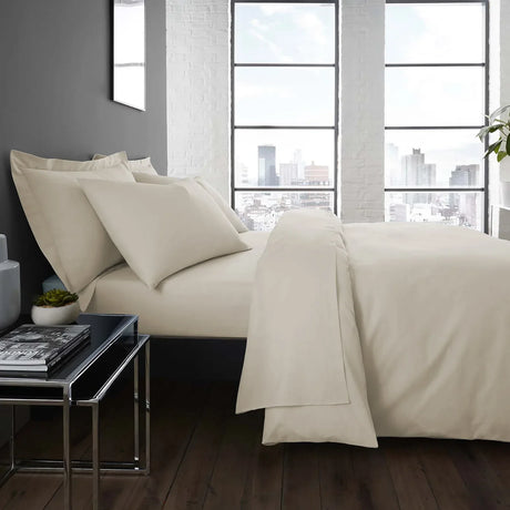 Plain Dye 32cm Deep Fitted Bed Sheet in Natural - Double