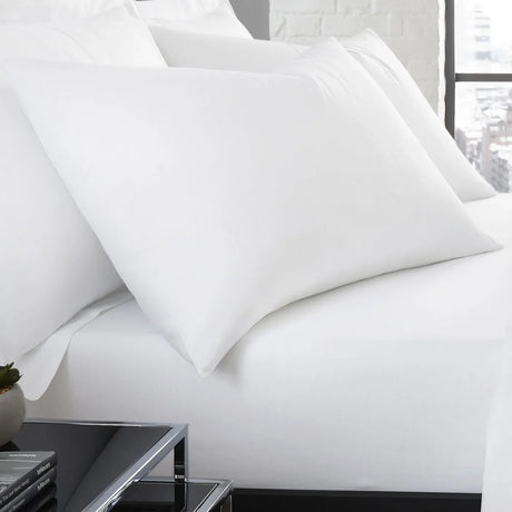 Plain Dye Pair of Housewife Pillowcases in White 50 x 75cm