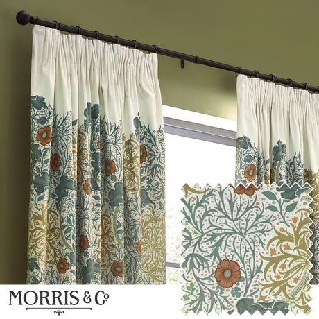 Seaweed Tape Top Pencil Pleat Curtains by Morris & Co