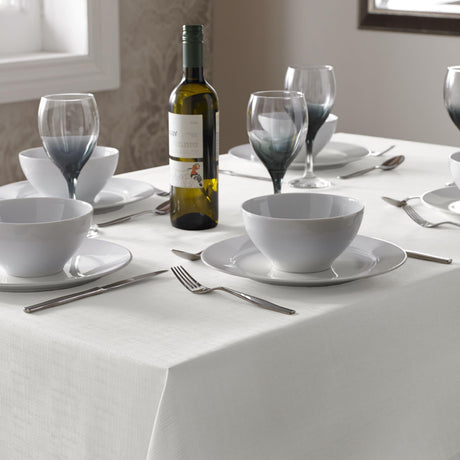 Select Plain Linen Look White Kitchen Textile