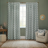 Sessile Leaf Tape Top Pencil Pleat Curtains - Delph Blue