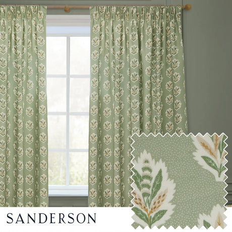 Sessile Leaf Tape Top Pencil Pleat Curtains by Sanderson