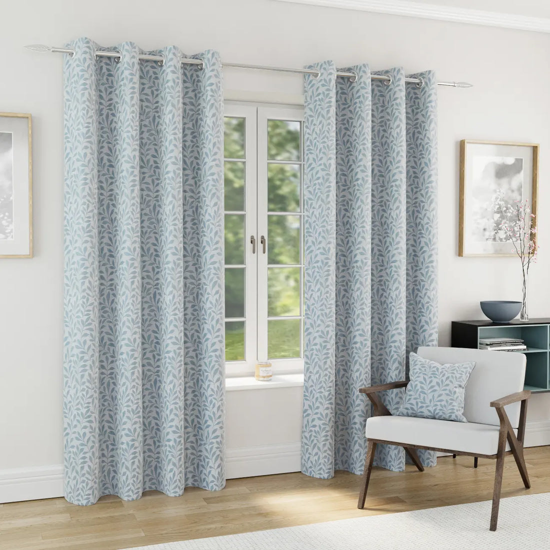 Sherwood Ice Blue Thermal Blackout Eyelet Curtains Jacquard