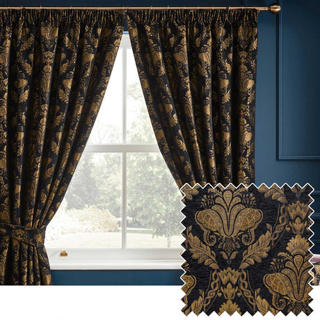 Shiraz Lined Tape Top Pencil Pleat Curtains by Paoletti
