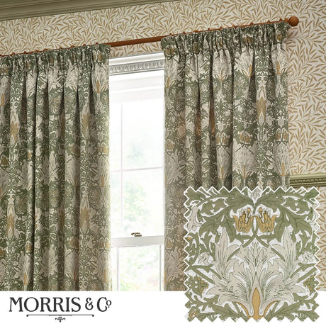 Snakeshead Tape Top Pencil Pleat Curtains by Morris & Co