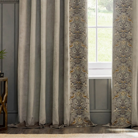 Strawberry Thief Embroidery Tape Top Pencil Pleat Curtains by Morris & Co