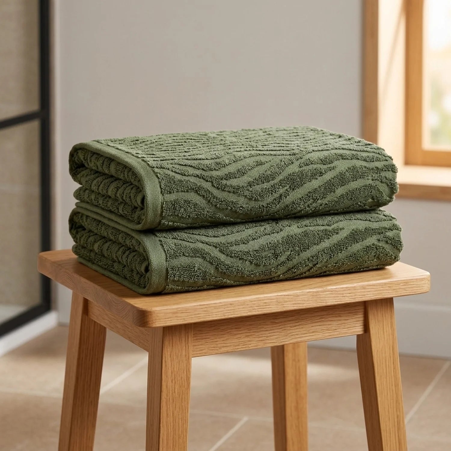 Safari 500gsm Forest Green 100% Cotton Towels-4